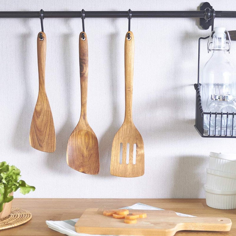 FAAY 11.5â€ Left-Hand Compact Wooden Spatula â€“ Angled Teak Turner for Left-Handed Cooking, Flat Wide Blade for Stir-Fry, Flipping & Scraping, Handcrafted Thai Teak, Safe for Nonstick Cookware - Image 5